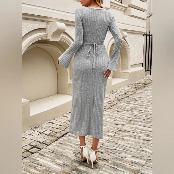 Long sleeve midi dress green - Picture 12 of 15